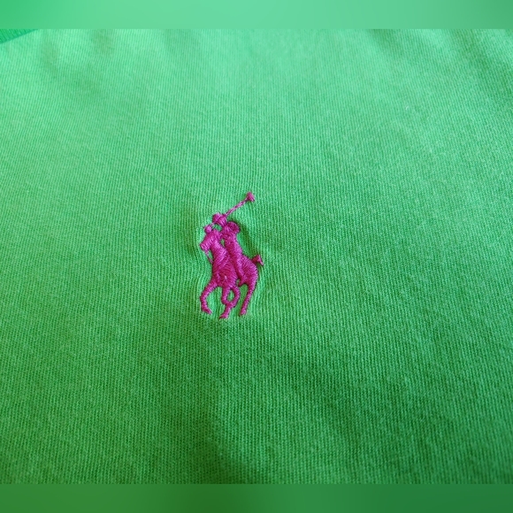 Ralph Lauren Sport Preppy Lime Green Pink Logo Vintage T-shirt Top - Picture 4 of 13